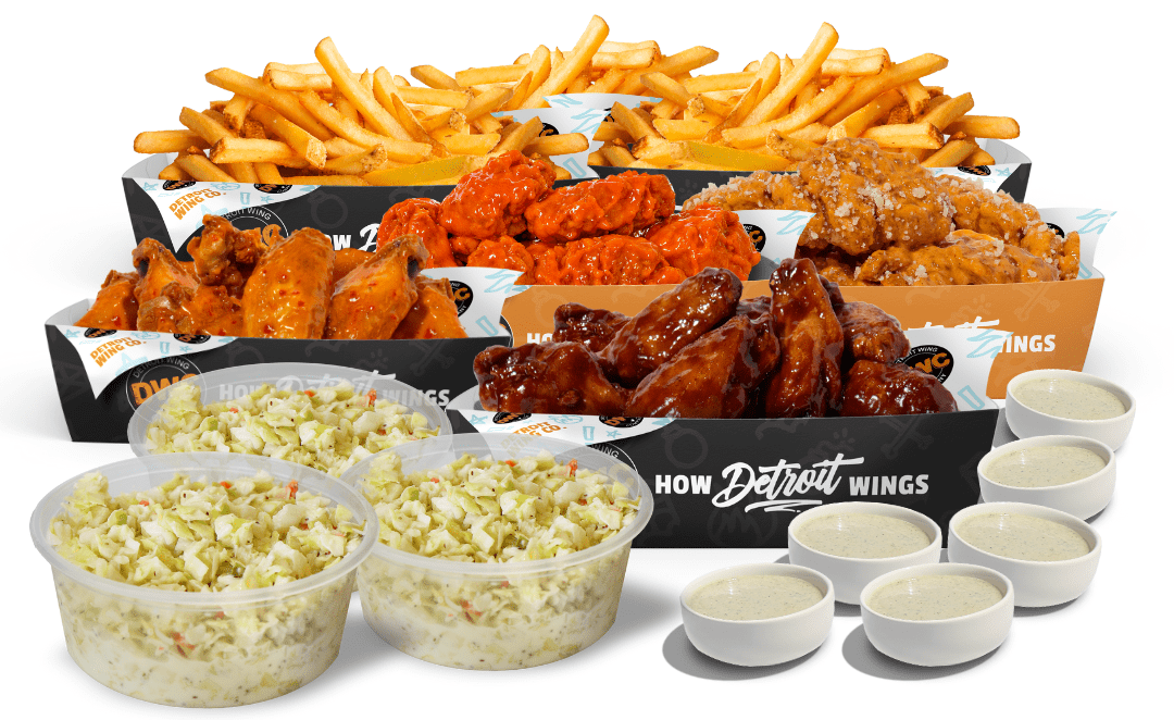 Detroit Wing Company signature dishes Classic Wings with choice of numerous sauces (e.g., Buffalo, Garlic Parmesan), Boneless Wings, DWC Fries (e.g., Mexican Street Fries, Dill Pickle Fries), Crispy Chicken Sandwiches.Location: Multiple locations across Michigan (e.g., Original location in Eastpointe at 17535 E Nine Mile Rd, Eastpointe, MI 48021; others in Allen Park, Grand Rapids, Traverse City).